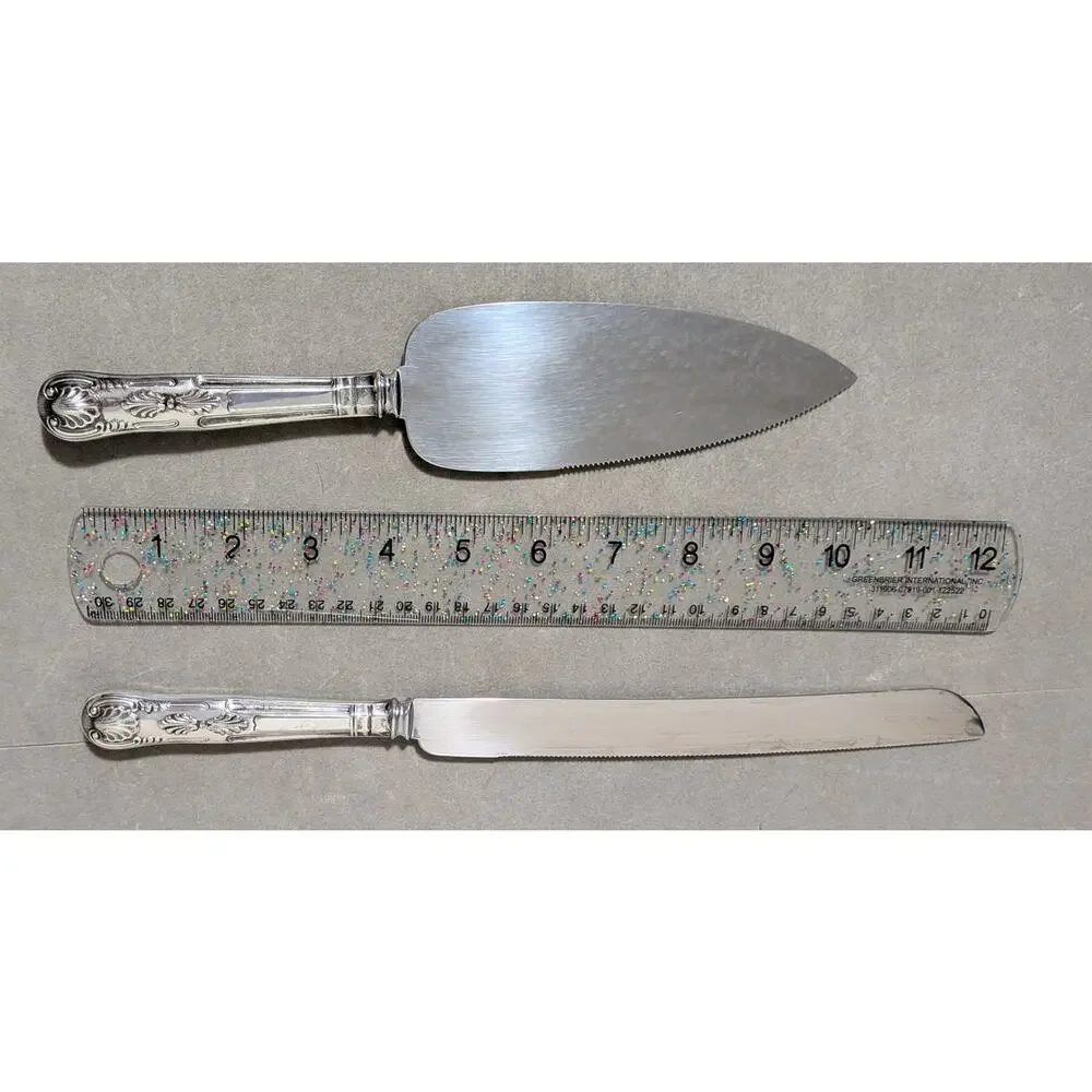 Vtg Sheffield England Stainless Steel Wedding Cake Server Set Kings Pattern